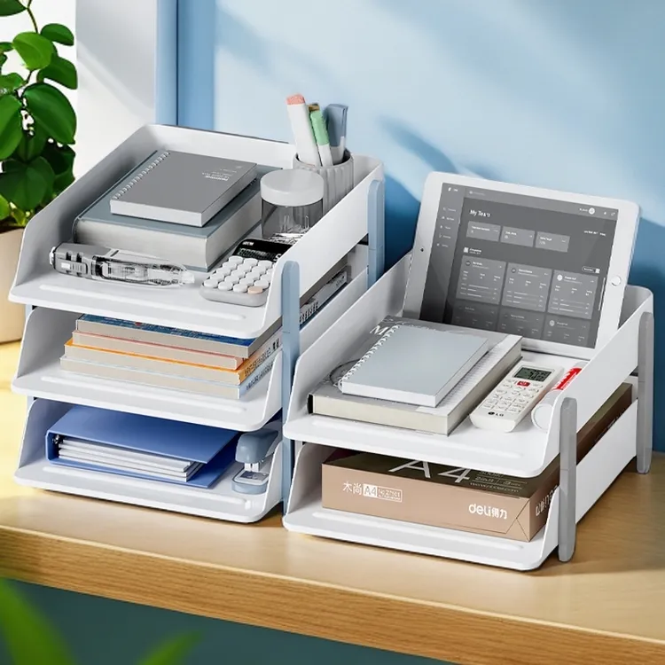 桌面文件收纳架文件夹资料收纳盒分层整理框置物架办公桌置物架
