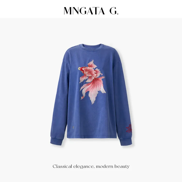 MNGATA G.宫小妍【炒色·红鱼戏莲】纯棉秋冬新中式国风上衣5081551