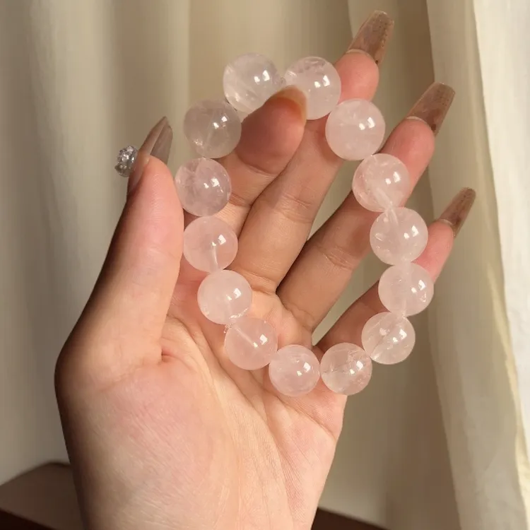天然粉水晶手串时尚珠宝配饰简约百搭清新饰品抱树手串