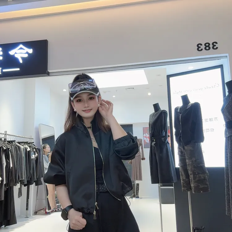 2025立领拉链秋季长袖女短款短外套女装韩版百搭