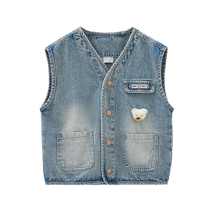 MOMOCO童装秋季新款儿童韩版时尚休闲牛仔马甲77330131001