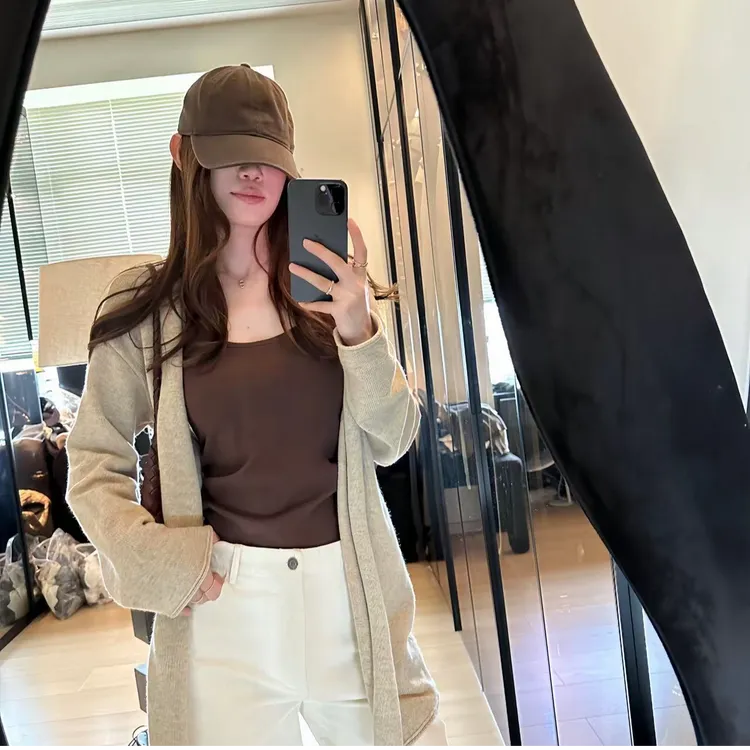 LA 蝶花驼色 慵懒感  廓形 毛衣外套 32031