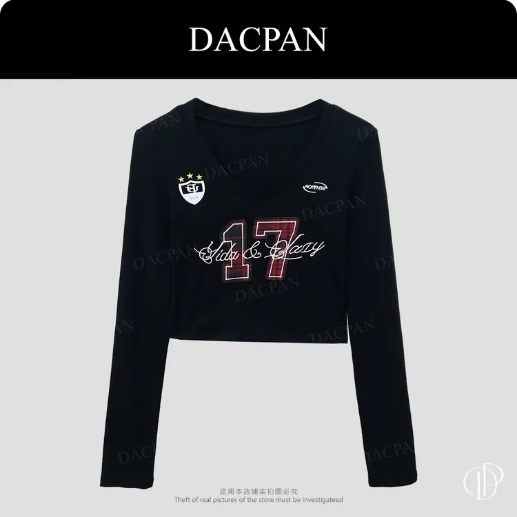 DACPAN-“T台”17号字母刺绣长袖上衣 2025/盼·PP 3006