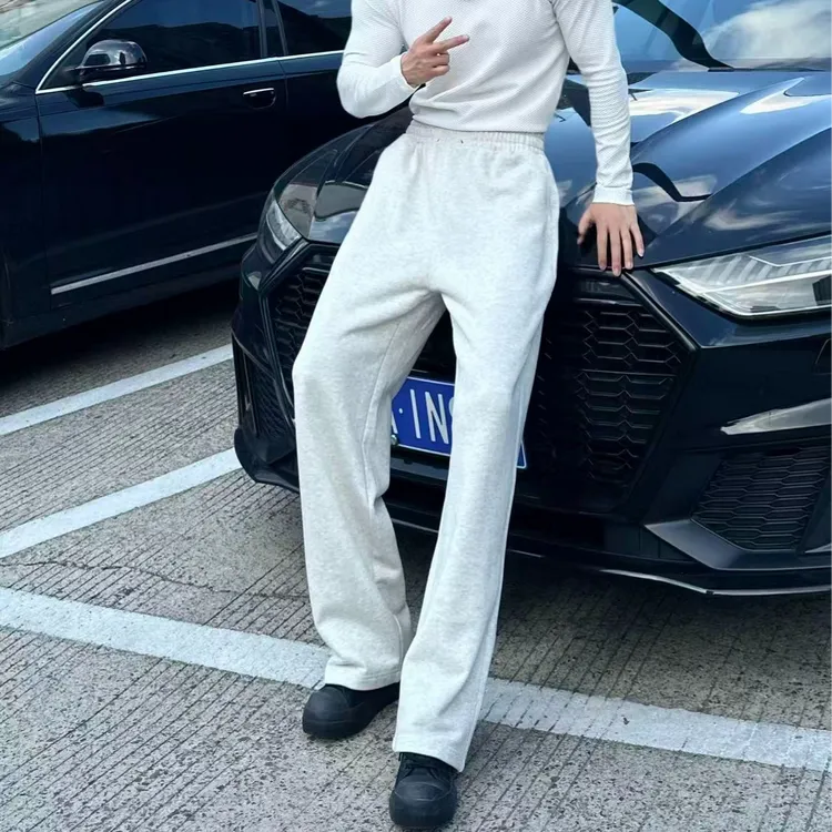 AOBOYUAN 马拉家500g重磅秋冬直筒休闲长裤抽绳纯色百搭阔腿卫裤