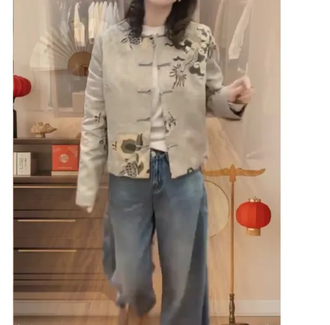 2024春季新款时尚女装网红潮流气质靓丽国风印花外套裤子ii