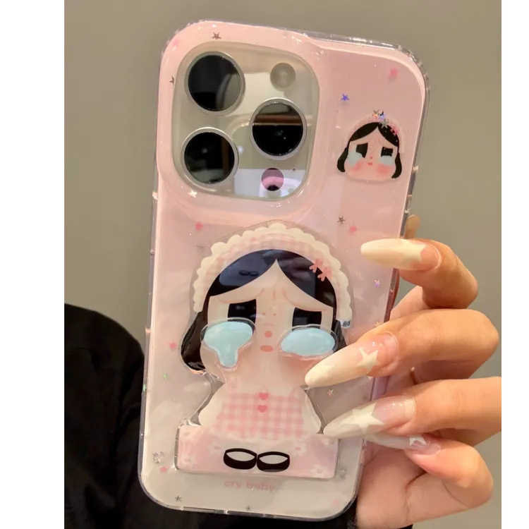 诚星泽格纹裙子哭娃适用苹果16pro手机壳华为vivo小米荣耀oppo软