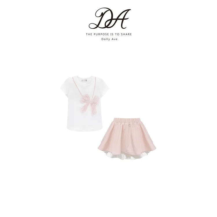 【现货】DollyAve 「少女系列」定制水印蝴蝶珠绣高支精棉女童套装