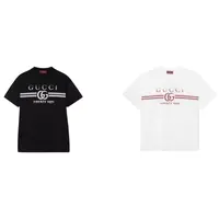 GUCCI古驰 FW24 字母Logo印花圆领短袖T恤黑色白色