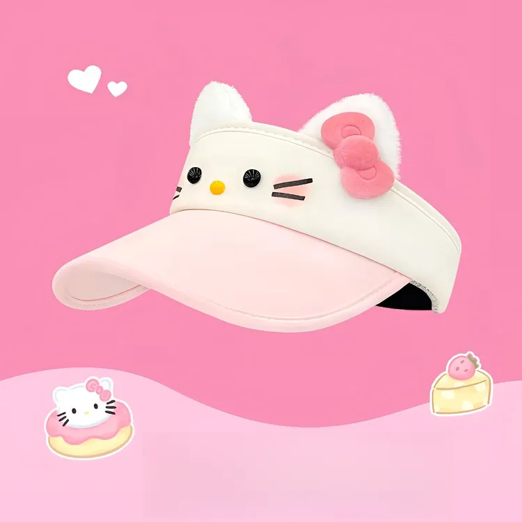 HelloKitty可爱防晒空顶帽宽帽檐显脸小卡通少女户外遮阳防紫外线