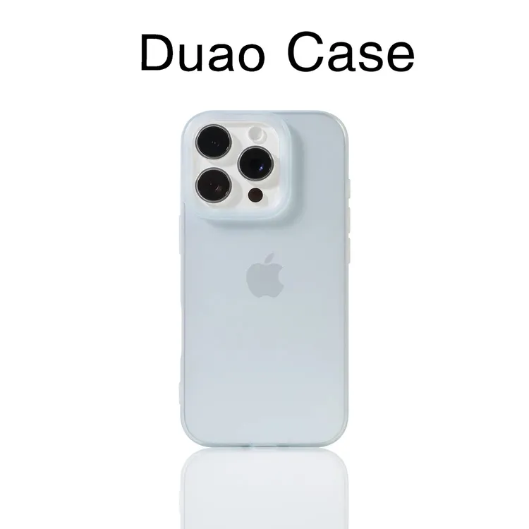 浅蓝色肤感适用苹果17promax手机壳17AIR/16透明15防汗放指纹1314