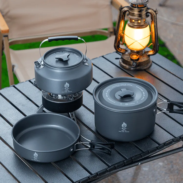 美式露营风户外锅具套装野外便携露营炊具烧水壶煎煮锅野营锅