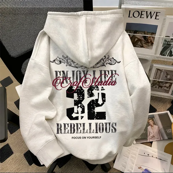 重磅500克纯棉连帽卫衣休闲个性设计感vintage创意艺术感数字印花