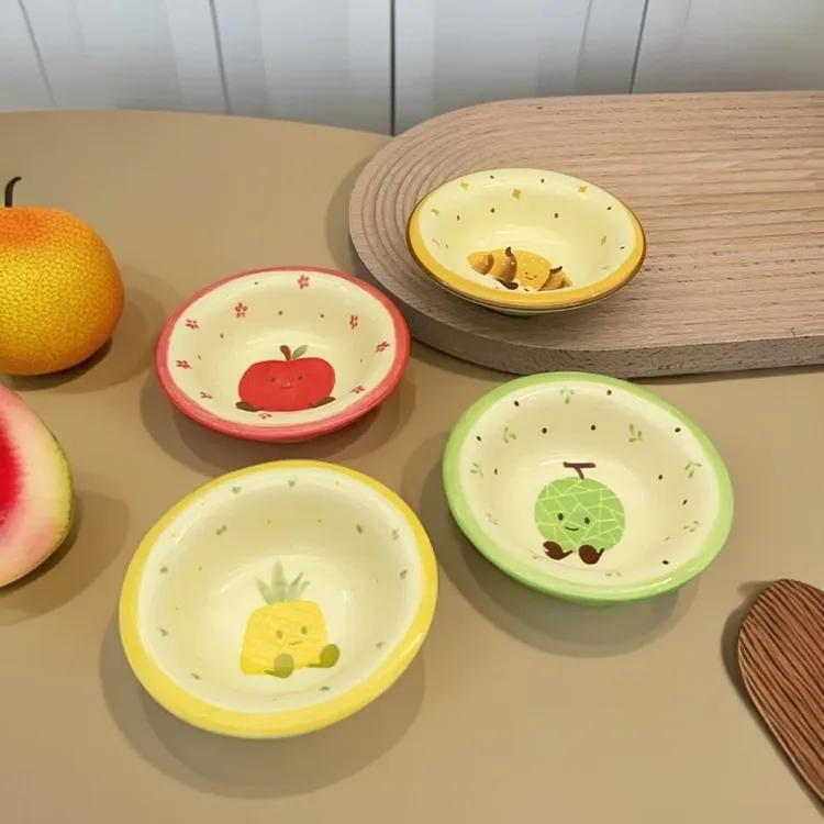 新疆包邮-陶瓷釉下彩蘸料碟家用卡通可爱酱油醋碟寿司碟点心盘