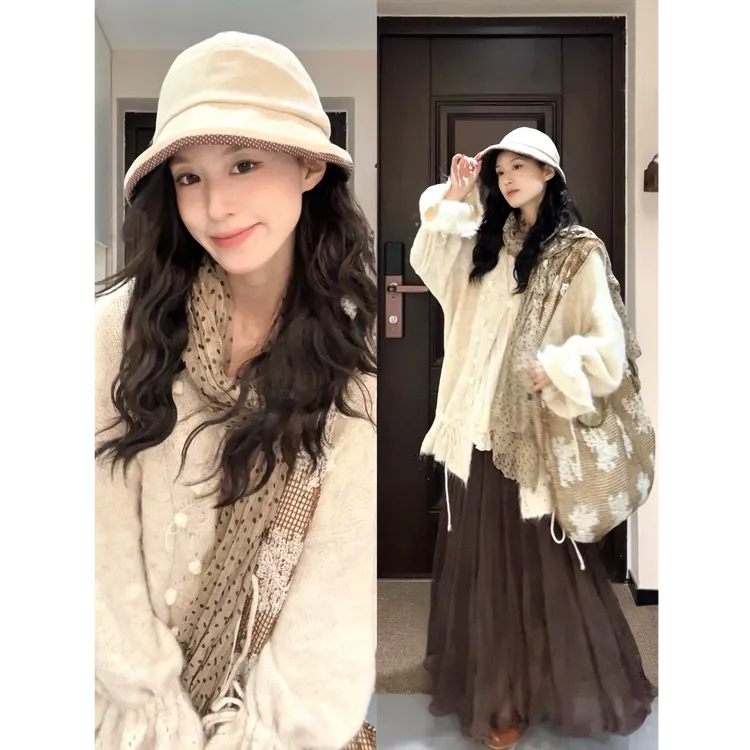 MARIE.COCO韩系高智感森系少女穿搭针织开衫吊带休闲半身裙三件套