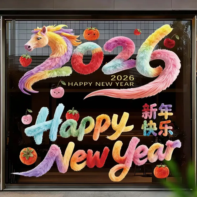 平面静电贴窗贴玻璃贴（喷一些水-刮平-贴的更牢固） 新年窗花