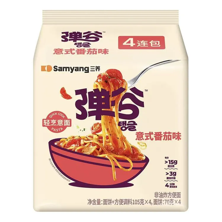 三养弹谷意面105g*4包 意式番茄味/奶油蘑菇味