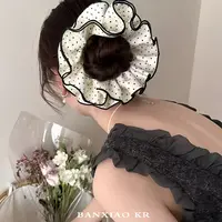 韩版小蛮腰黑白波点发饰大肠发圈扎头绳高级感头花低马尾发绳头饰