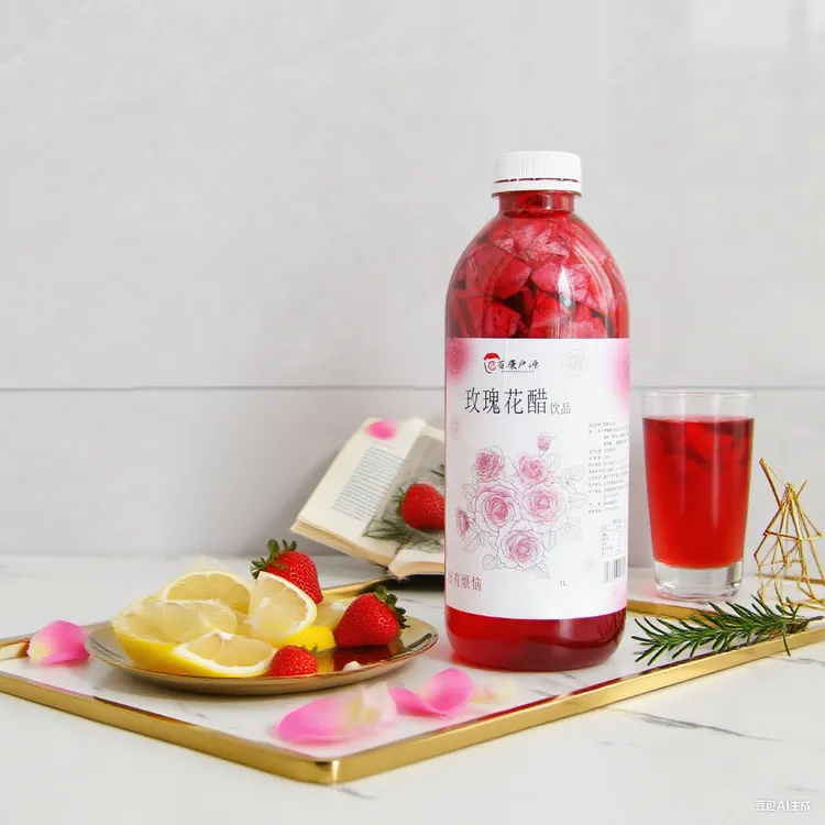 云南特产玫瑰醋食用玫瑰花醋鲜花醋荞麦醋厂家直销1L装泡水果饮料