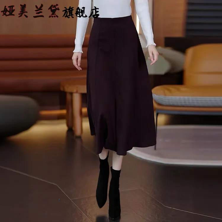 设计感提臀显瘦半身糯米裙女2025秋冬赫本风毛呢裙中长款气质伞裙