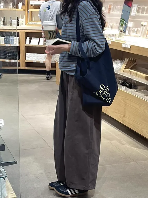 高级感老钱风高腰阔腿裤女加大码胖mm秋季300斤松弛感休闲弯刀裤