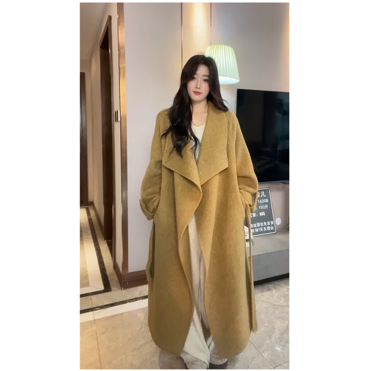 【】秋冬新款时尚气质修身百搭宽松双面呢大衣外套24010