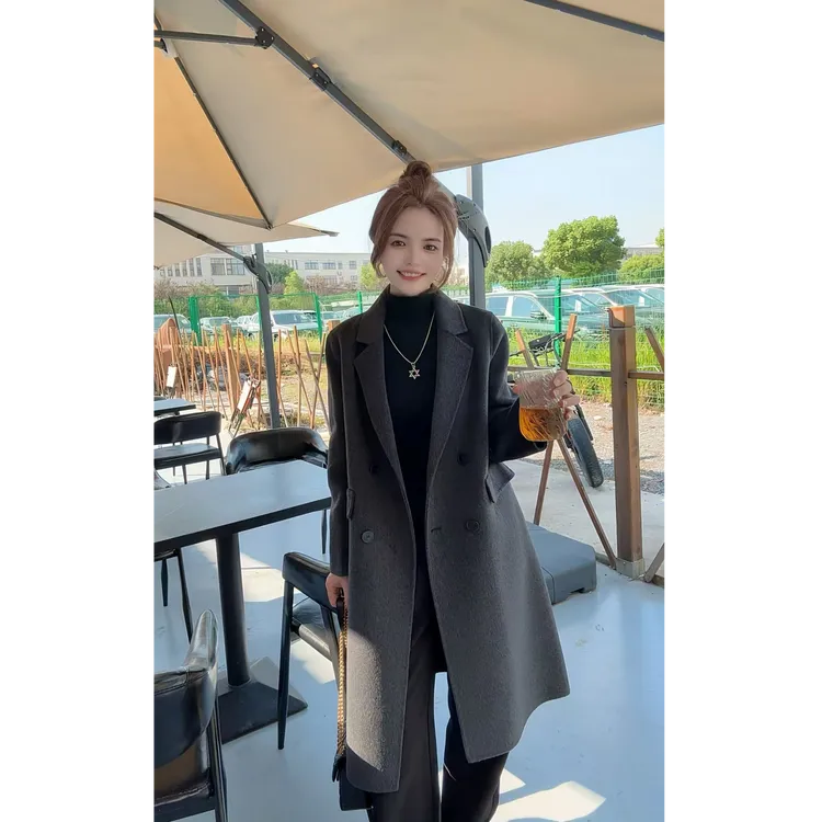 【山羊绒+天丝】②快衣布秋冬气质韩版显瘦小个子双面羊绒大衣2501