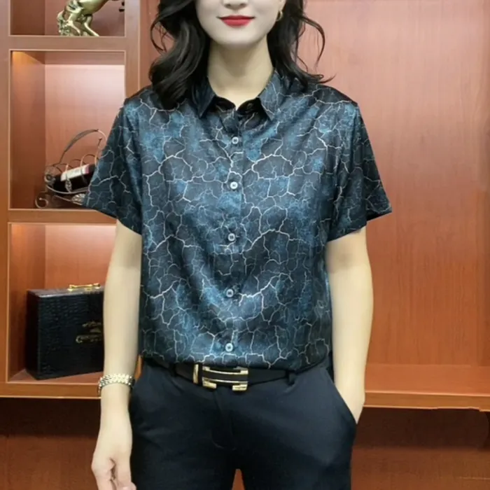 新款桑蚕丝衬衫男士休闲百搭衬衣男士蚕丝短袖夏季时尚气质显瘦