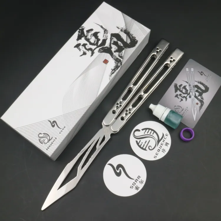 追风 序列SOAR工作室联名合作款 铆钉三明治蝴蝶刀练习刀 不开刃