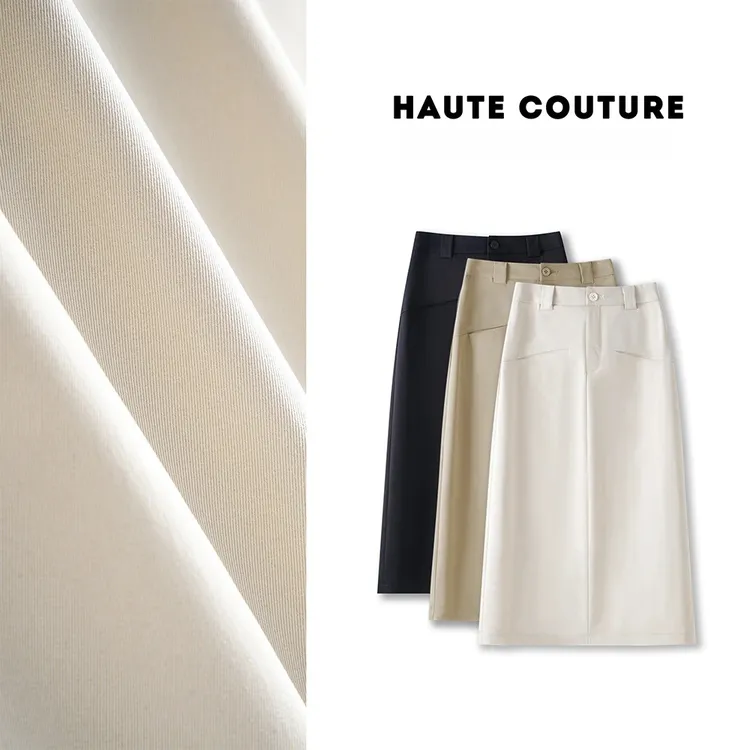 夏季新款高腰后开叉A字裙不易皱舒柔特半身裙863