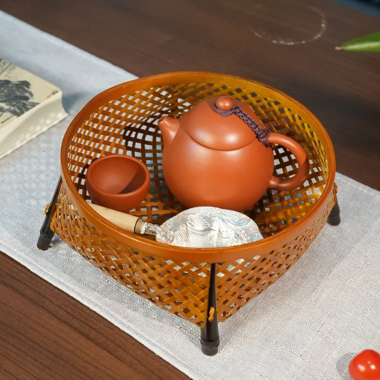 【富竹】可收纳可摆件钥匙水果零食茶点竹编篓收纳筐竹篮水果盘茶点