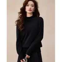【晴晴精选】秋季新款半高领时尚气质钉珠气质打底针织衫B052#