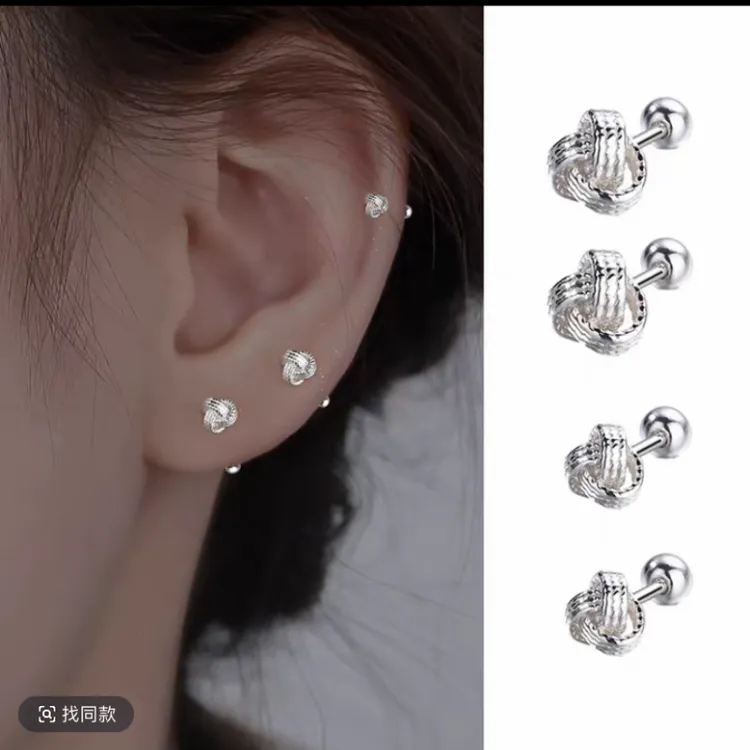 铜合金耳饰 DBFdabifan如意结耳钉经典迷你时尚简约气质百搭耳钉