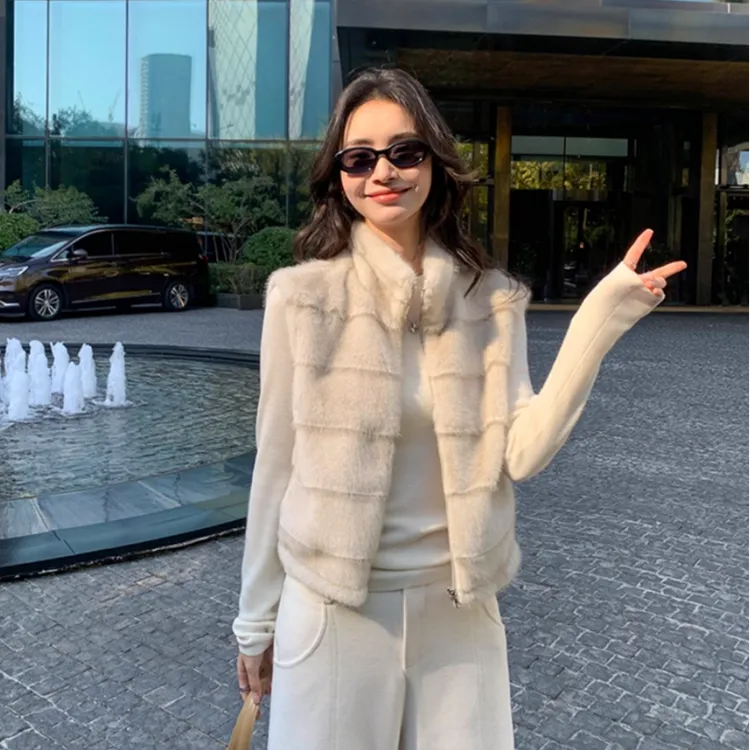 pusumede 慵懒暖意 立领毛坎肩马甲女软糯保暖无袖毛毛外套