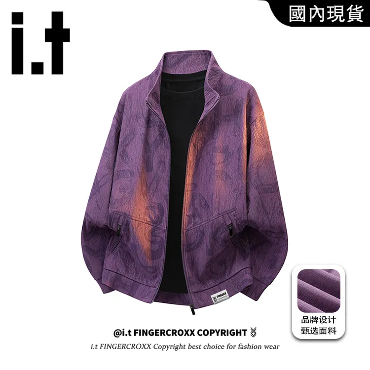 i.t FINGERCROXX美式扎染工装夹克男款秋季高街痞帅立领外套上衣