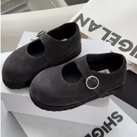 诗歌兰玛丽珍鞋女2025秋季新款真皮磨砂复古皮带扣显瘦休闲单鞋女