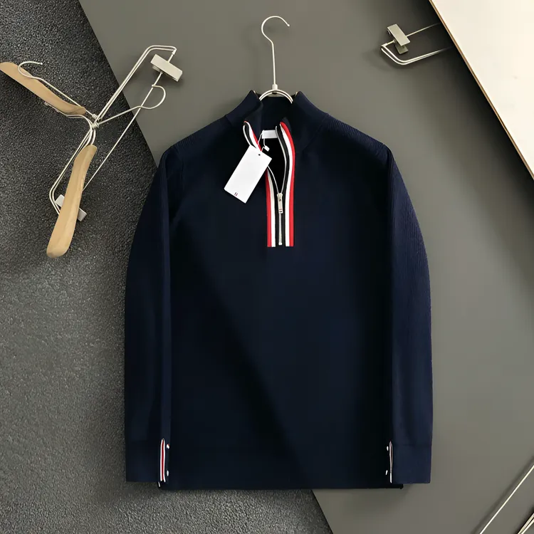 THON BERRY男士长袖时尚半高领拉链秋冬休闲商务毛衣针织衫上衣潮