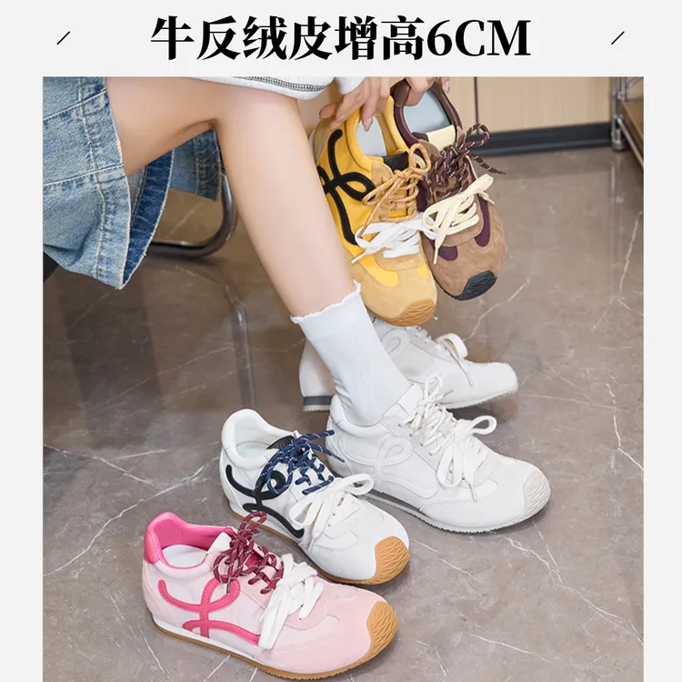 隐形增高鞋6cm歪头德训鞋女舒适百搭增高显腿长休闲鞋女鞋阿甘鞋