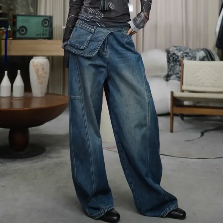 infobyfive2025秋冬新款带腰包真两件立裁牛仔裤四店NF0508255