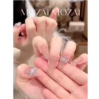 茉哉【月光粉晕】纯手工定制美甲拆卸穿戴甲A5346