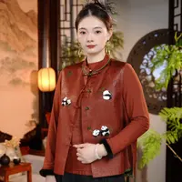 熊猫抱竹 新款老料绣花专柜款马甲3400