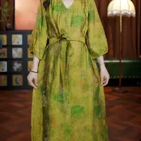 秋竹风衣女装l国风中长款优雅外套绿色提花显瘦R