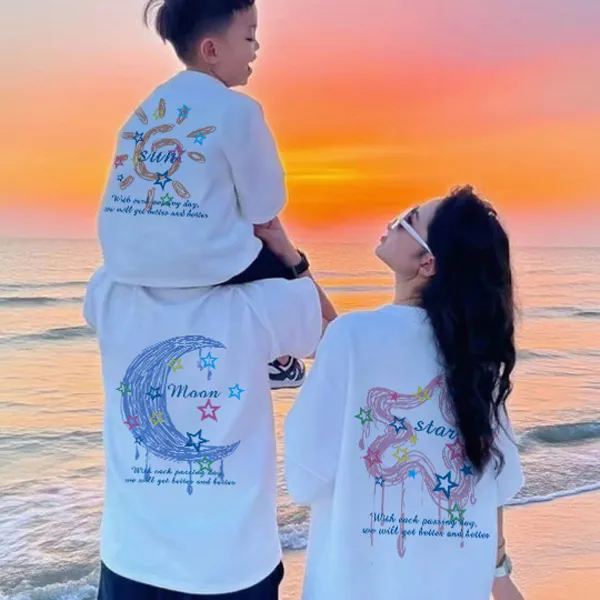 一家三口亲子装T恤网红夏季时尚纯棉短袖母女母子休闲百搭印花潮