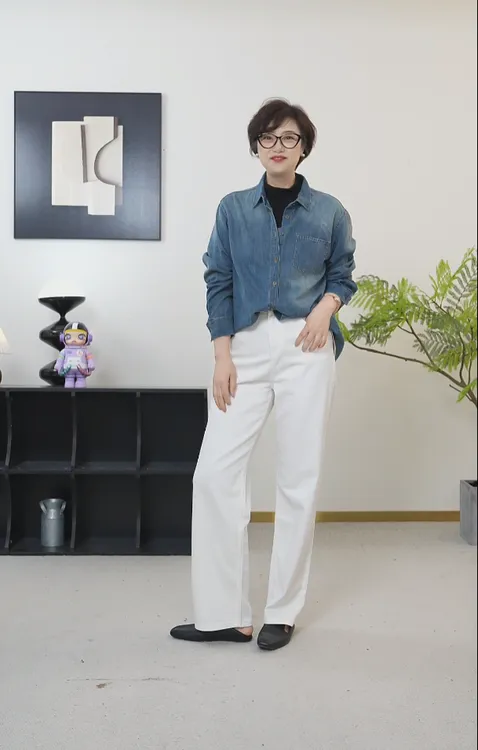 【U.M】梅影廓形渐变微宽松显瘦牛仔衬衫