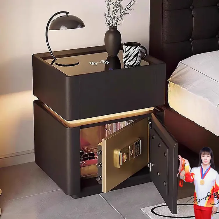 智能床头柜现代家用一体收纳保险箱多功能简约无线充电保险柜卧室