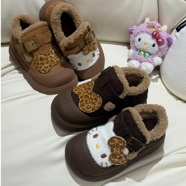 F50-70冬季女童时尚防滑软底加绒加厚保暖大棉鞋儿童雪地靴双11