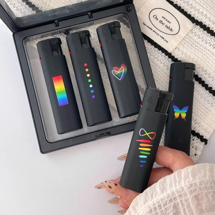 海灵ART艺术系列纯黑简约可爱送礼自用彩虹谱金属防风创意打火机