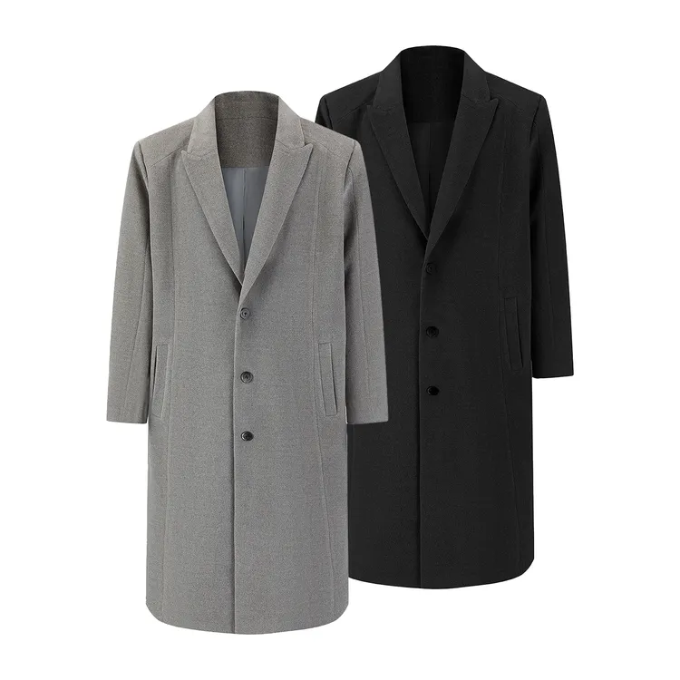 ANYWEARSTU 重磅长款大衣垫肩活页廓形结构线条大剑领风衣外套