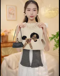秋季新品韩版女童刺绣小马可爱针织套头衫打底裤两件套XY25162