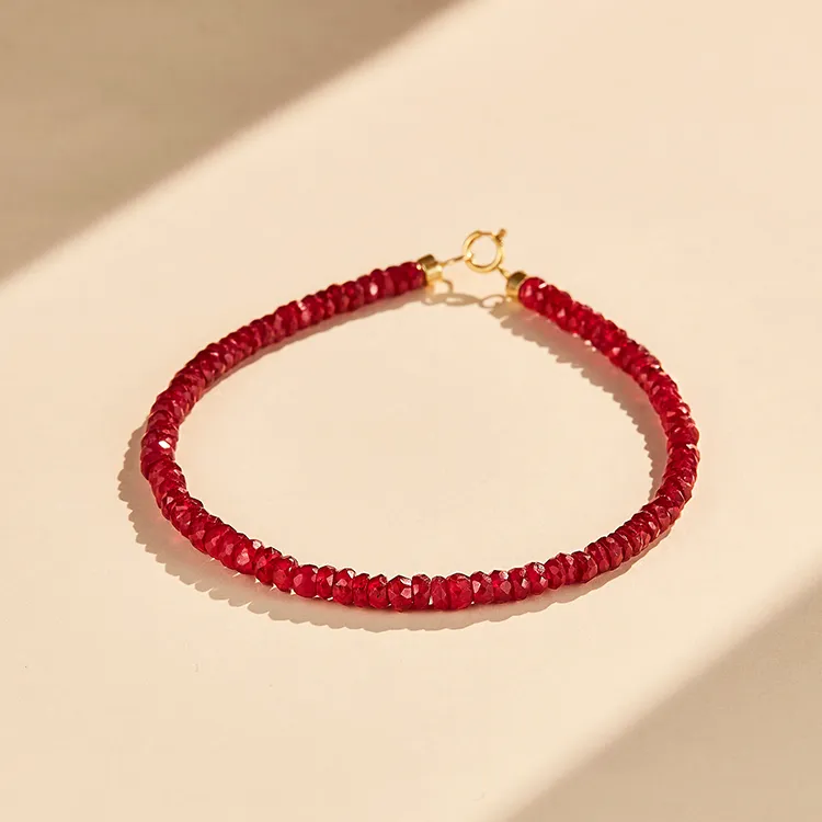 ECI 红宝石（处理）【红颜-手镯感】红宝石手链18k金红宝石黄金手镯