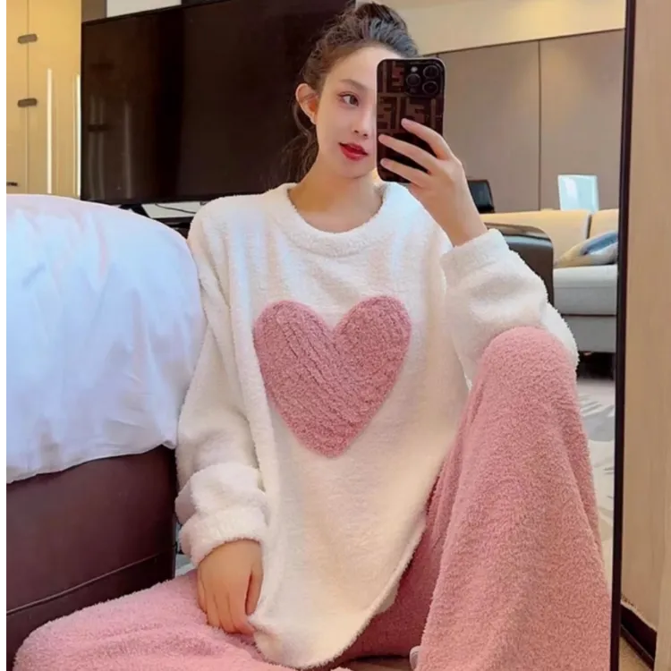 【浪漫爱心】GC秋冬新品软绵绵半边绒圆领甜美保暖可外穿厚家居服88